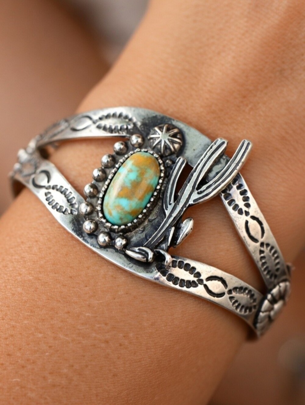 BOSTON PROPER WESTERN CACTUS JEWEL CUFF BRACELET 1